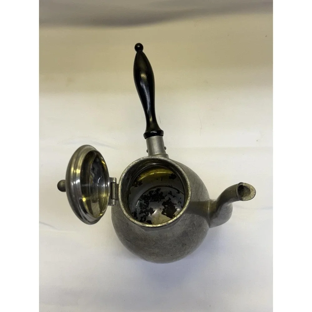 Queen Art Side Handle Teapot 375-Brooklyn NY- Handmade Pewter-USA Made VTG